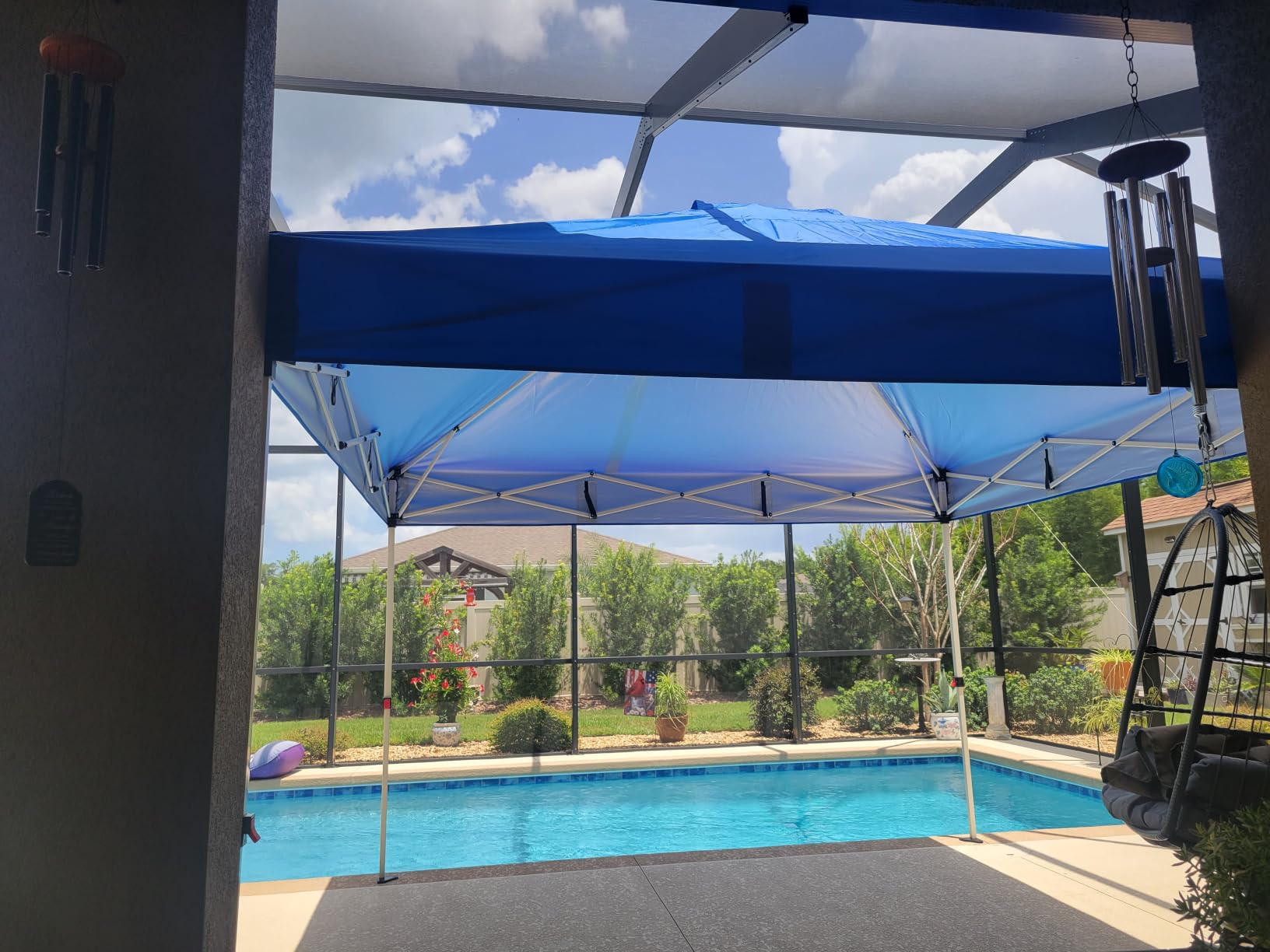 WEIZE 10x10 Pop Up Canopy Tent, 1-Button Push Setup Canopy Tent, Adjustable Height Instant Portable Shelter, Portable Roller Bag, Easy Outdoor Sun Shade for Events, 4 Weight Bags, White customer photo 2