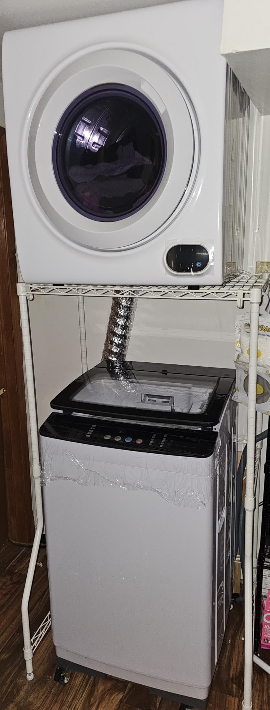 3.5 Cu.Ft. Clothes Dryer, 120V Portable Dryers for Laundry, 1500W, 4 Functions, LCD Control Panel Compact Dryer with Exhaust Pipe, Front Load Dryer Machine, Apartment, Home, RV, White customer photo 2