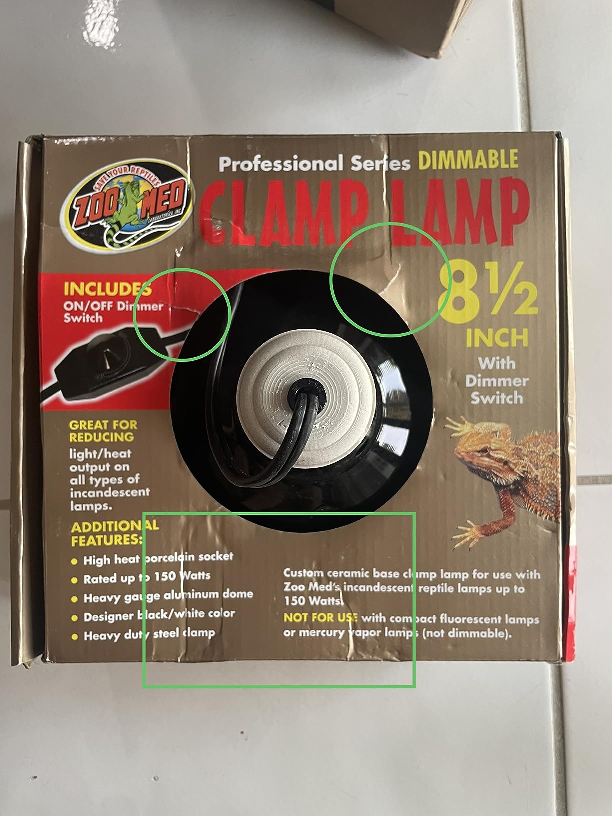 Zoo Med Deluxe Dimmable Clamp Lamp with 8.5-Inch Dome, Black customer photo 2