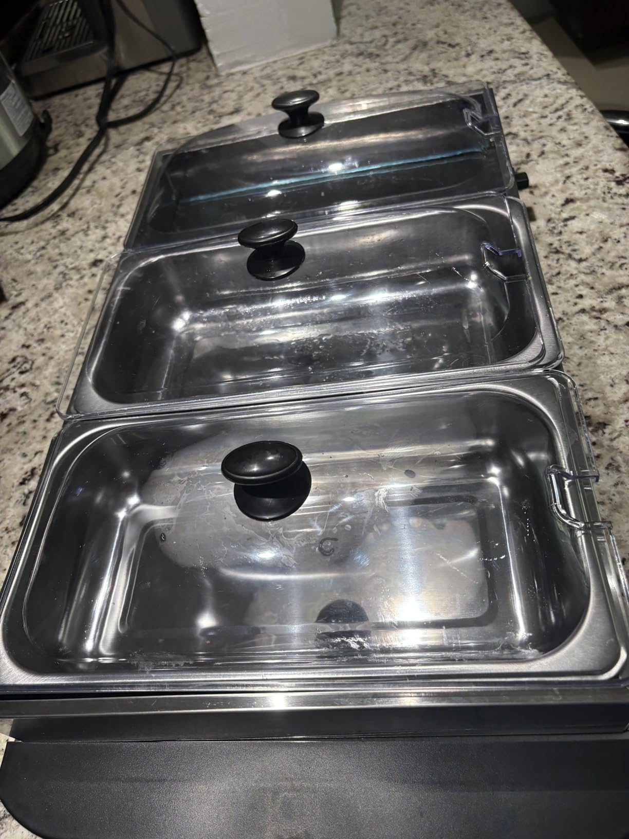 Elite Gourmet EWM-6171 Triple 3 x 2.5 Qt. Trays, Buffet Server, Food Warmer Temperature Control, Clear Slotted Lids, Perfect for Parties, Entertaining & Holidays, 7.5 Qt Total, Stainless Steel customer photo 2