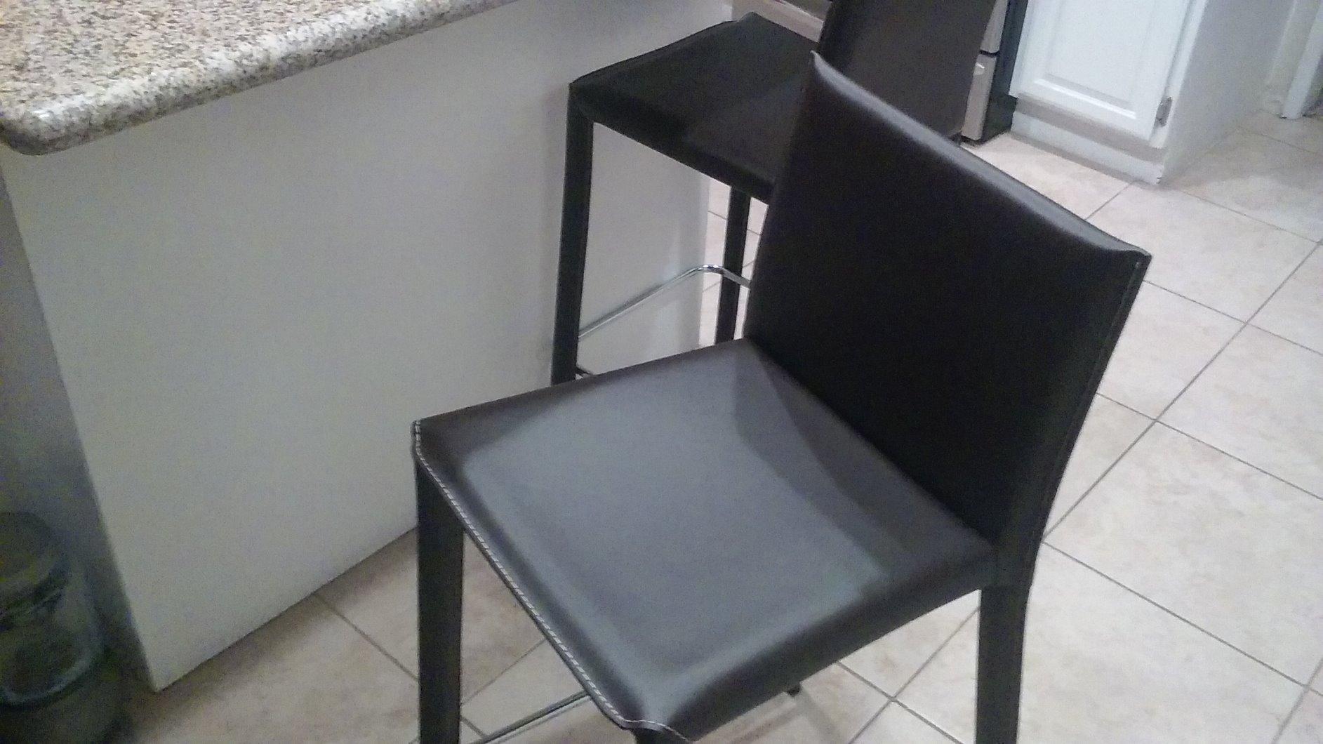 Elana Leather Counter Stools, Black, Set of 2 customer photo 1
