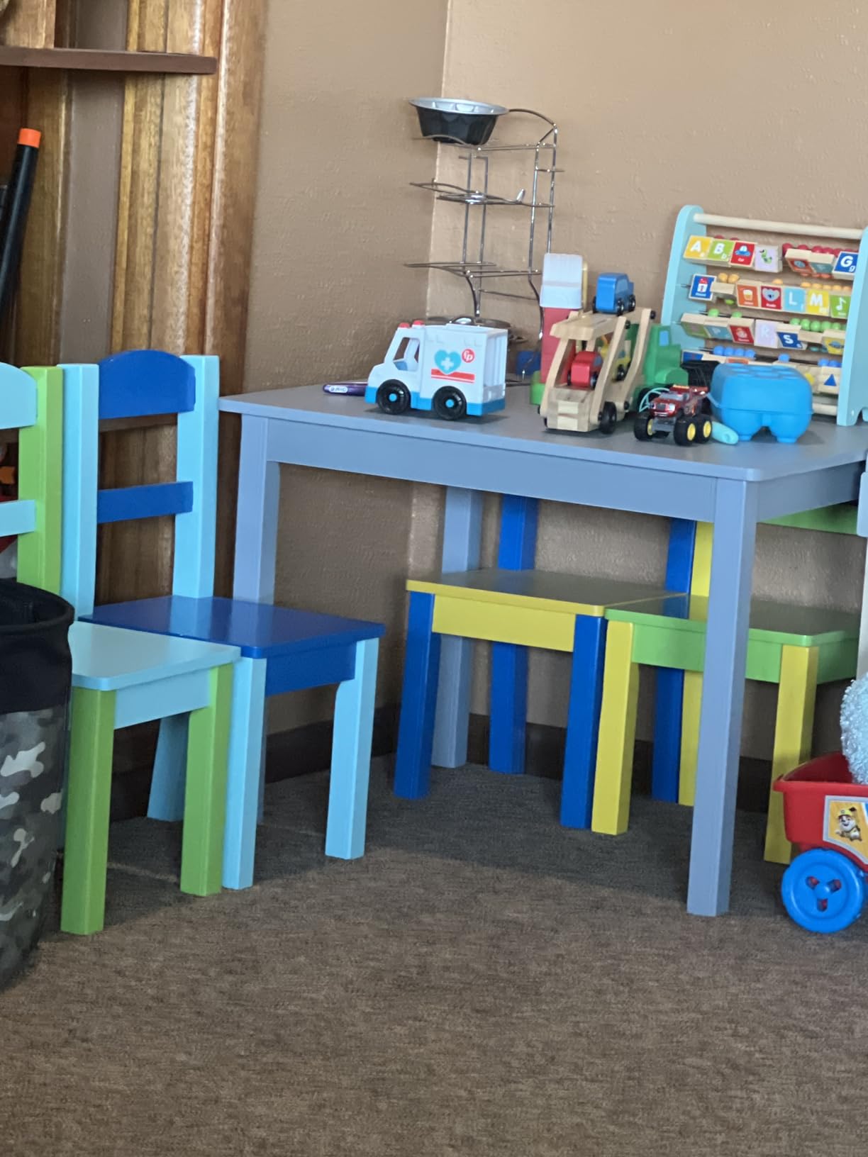 Humble Crew Toddler Table and Chair Set for Kids, Wood Activity Furniture | Sturdy 5 piece playroom or bedroom desk, perfect size for crafts, snacks, homework, and learning, includes 4 matching seats customer photo 1