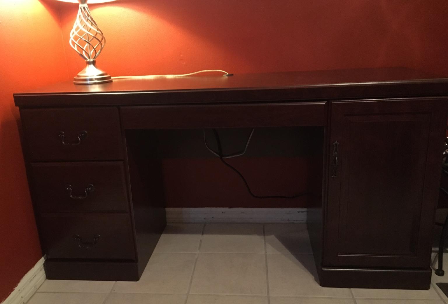 Sauder 404944 Heritage Hill Computer Credenza, Classic Cherry Finish, L: 59.25
