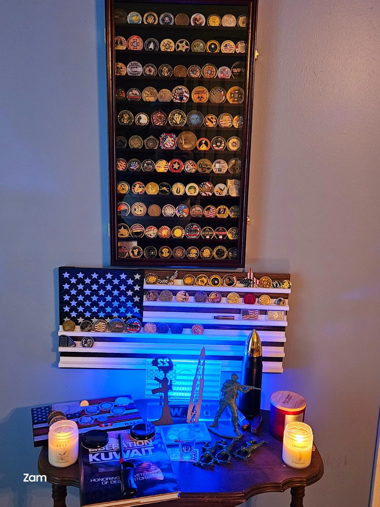 DisplayGifts Military Challenge Coin Display Case Poker Chips Holder Wall Cabinet Rack 29 X 16 Compatible with Army Navy Air Force Marine Corps Challenge Coins customer photo 2
