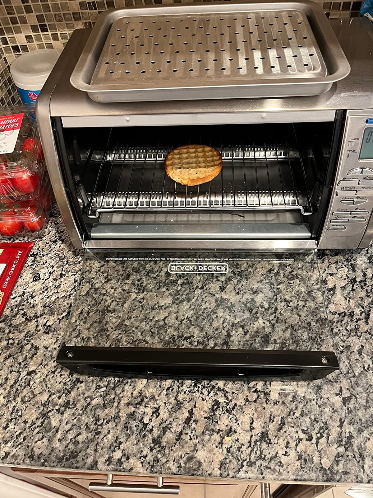 BLACK+DECKER Countertop Convection Toaster Oven, 8 One-touch Cooking Functions, Stainless Steel | Digital convection oven with 8 presets, 120-minute timer and dual rack positions for versatile cooking. customer photo 2