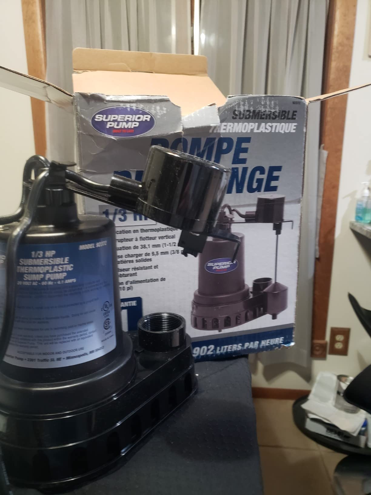 Superior Pump 92372 1/3 HP Thermoplastic Submersible Sump Pump with Vertical Float Switch customer photo 2