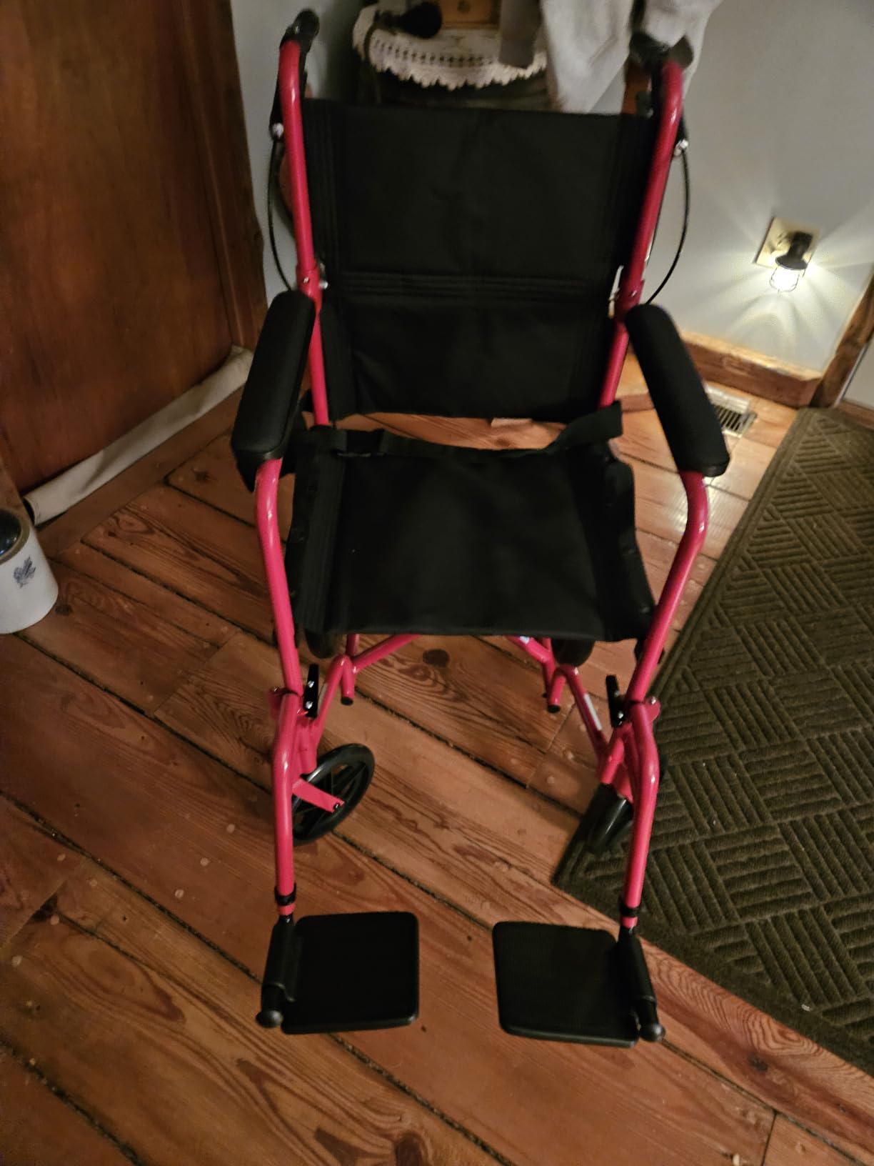 Drive Medical Lightweight Expedition Folding Transport Wheelchair, Blue | Folding Transport Wheelchair Features Hand Brakes, Large Rear Wheels and Compact Fold for Portable, Comfortable Support customer photo 2