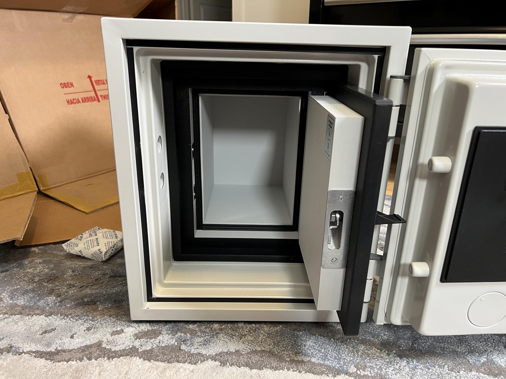 Fireproof Data Media Safe for DLT LTO Tapes, 0.58 cu ft | Class 125 2-Hour Fire Rated, Protects DLT, LTO, Hard Drives, CDs & Magnetic Media, Key Lock, Impact Tested, Model 2002 customer photo 2