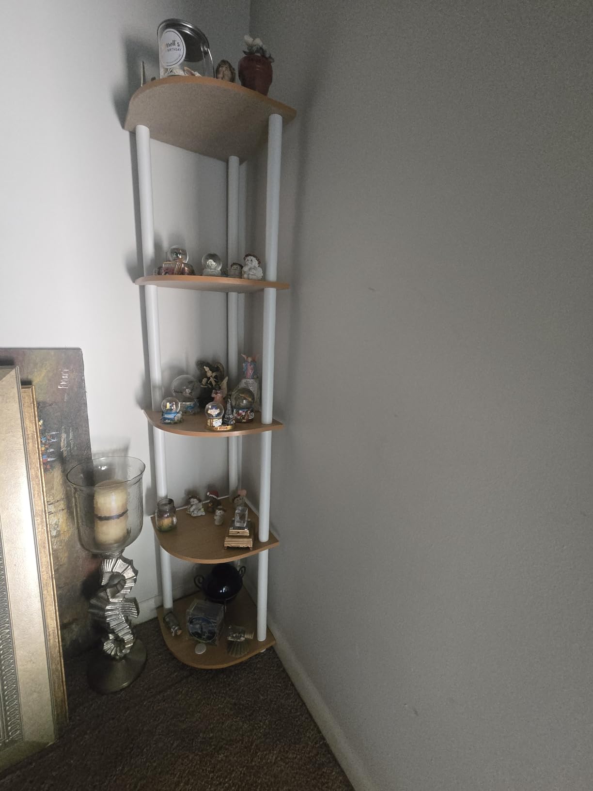 Furinno TURN-N-TUBE Corner Shelf, 5-Tier Corner Bookshelf, Open Storage Shelves, for Organization and Storage, Living Room, Home Office, Garage, Bedroom, Beech customer photo 2