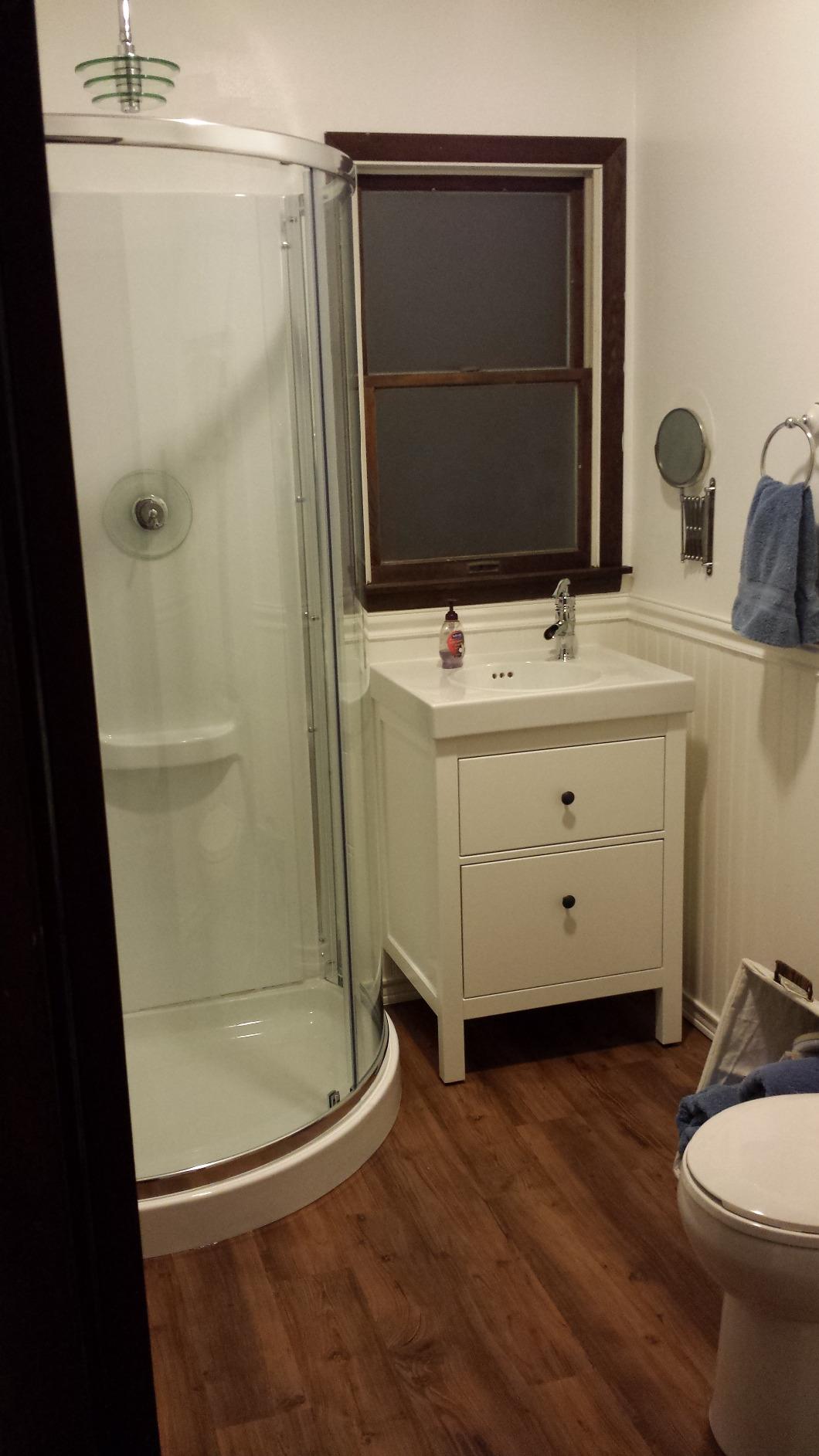 OVE Decors Breeze 38 in. Corner Shower Sliding Door, With Included Walls and Base, Clear Glass and Chrome Finish customer photo 2