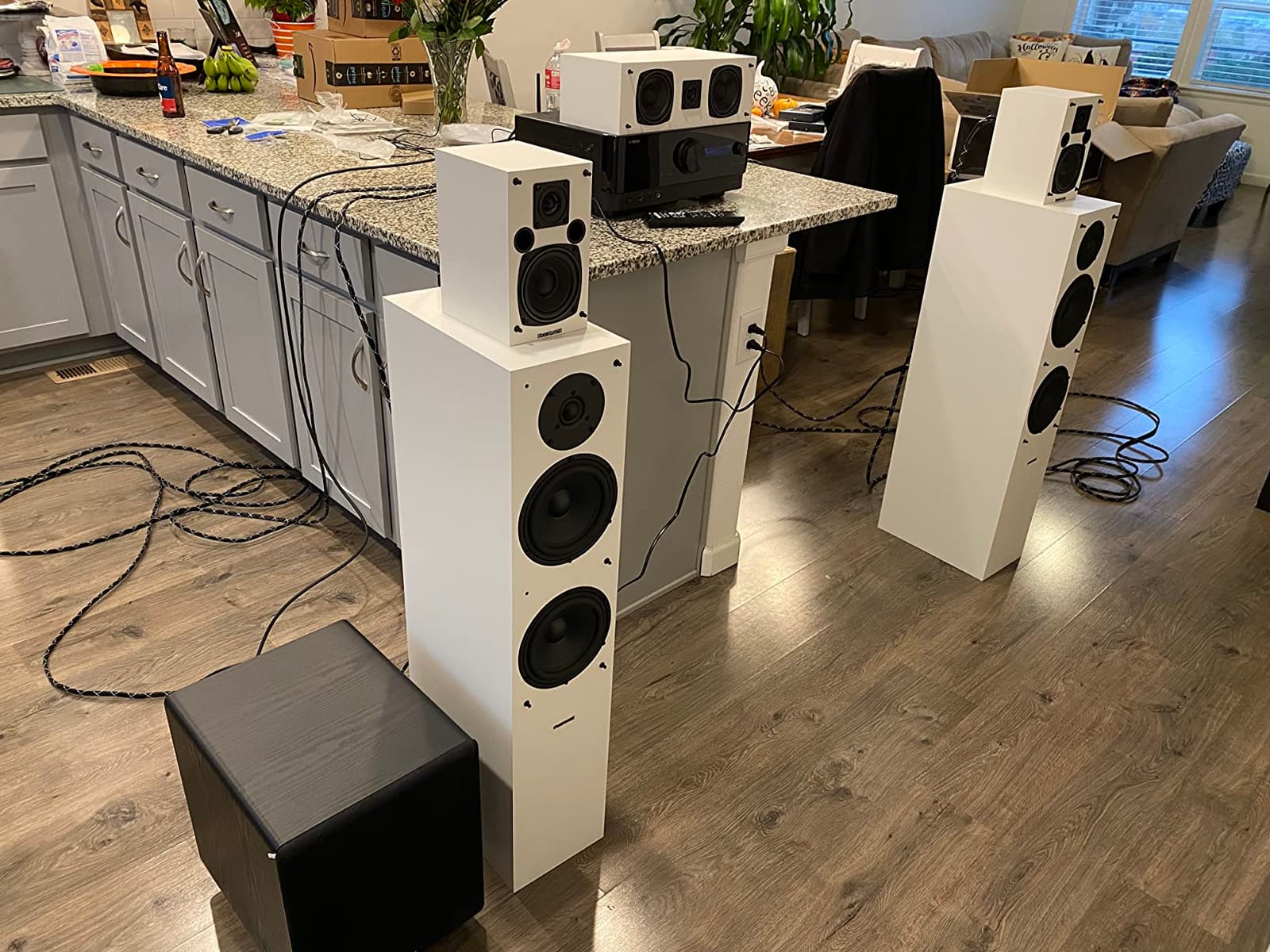 Elite High Definition Surround Sound Home Theater 5.0 Channel Speaker System Including Floorstanding Towers, Center Channel and Rear Surround Speakers - Black Ash (SXHTB-BK) customer photo 2