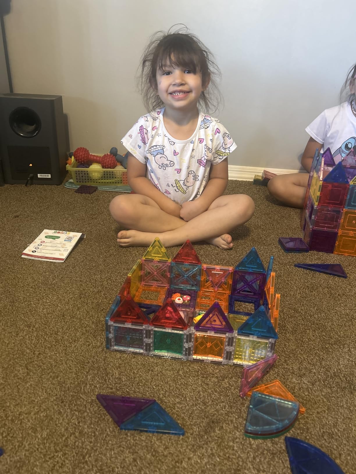 PicassoTiles 60 Piece Magnetic Tiles Clear 3D Building Blocks STEM Ages 3+ | Montessori sensory learning, easy small-hand grip, multiplayer group play fun, preschool classroom gifting, smooth safe edges customer photo 1