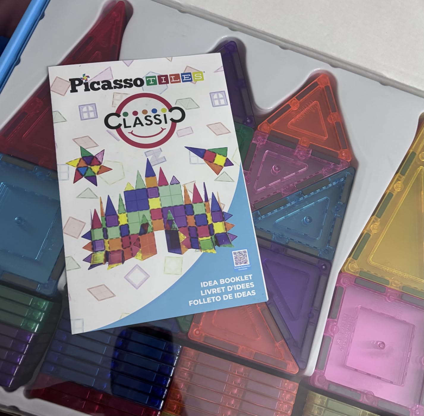PicassoTiles 100 Piece Magnetic Tiles, Clear 3D Building Blocks for Kids 3+ | No-limit scalable builds, hands-on magnet polarity fun, family group play, quick assemble & store, shape & color recognition customer photo 1