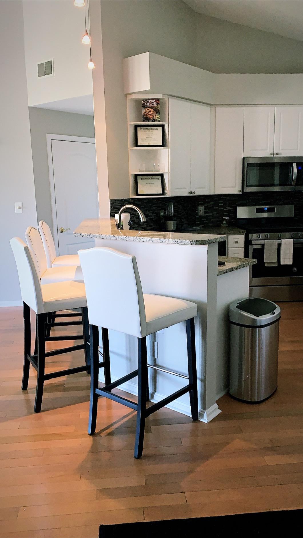 Libra White Modern Bar Stool with Nail Head Trim customer photo 2