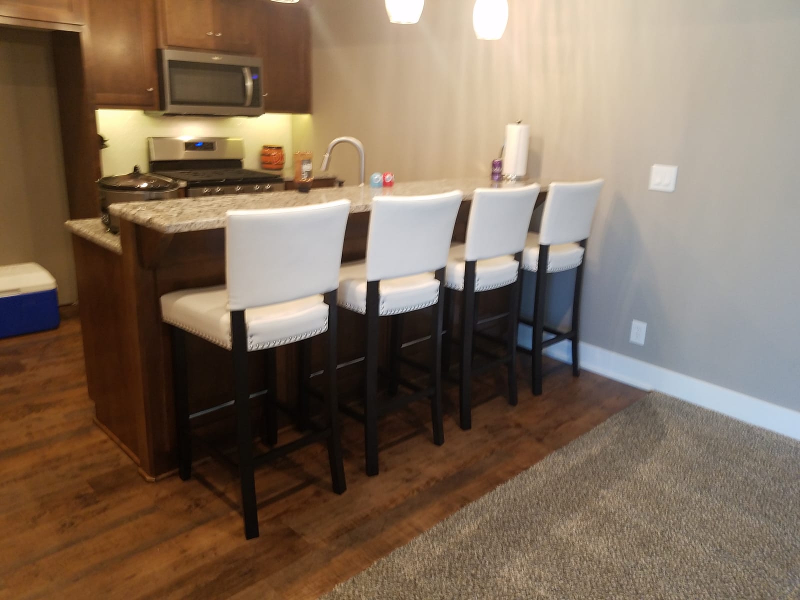 Aries White Modern Bar Stool with Nail Head Trim customer photo 1