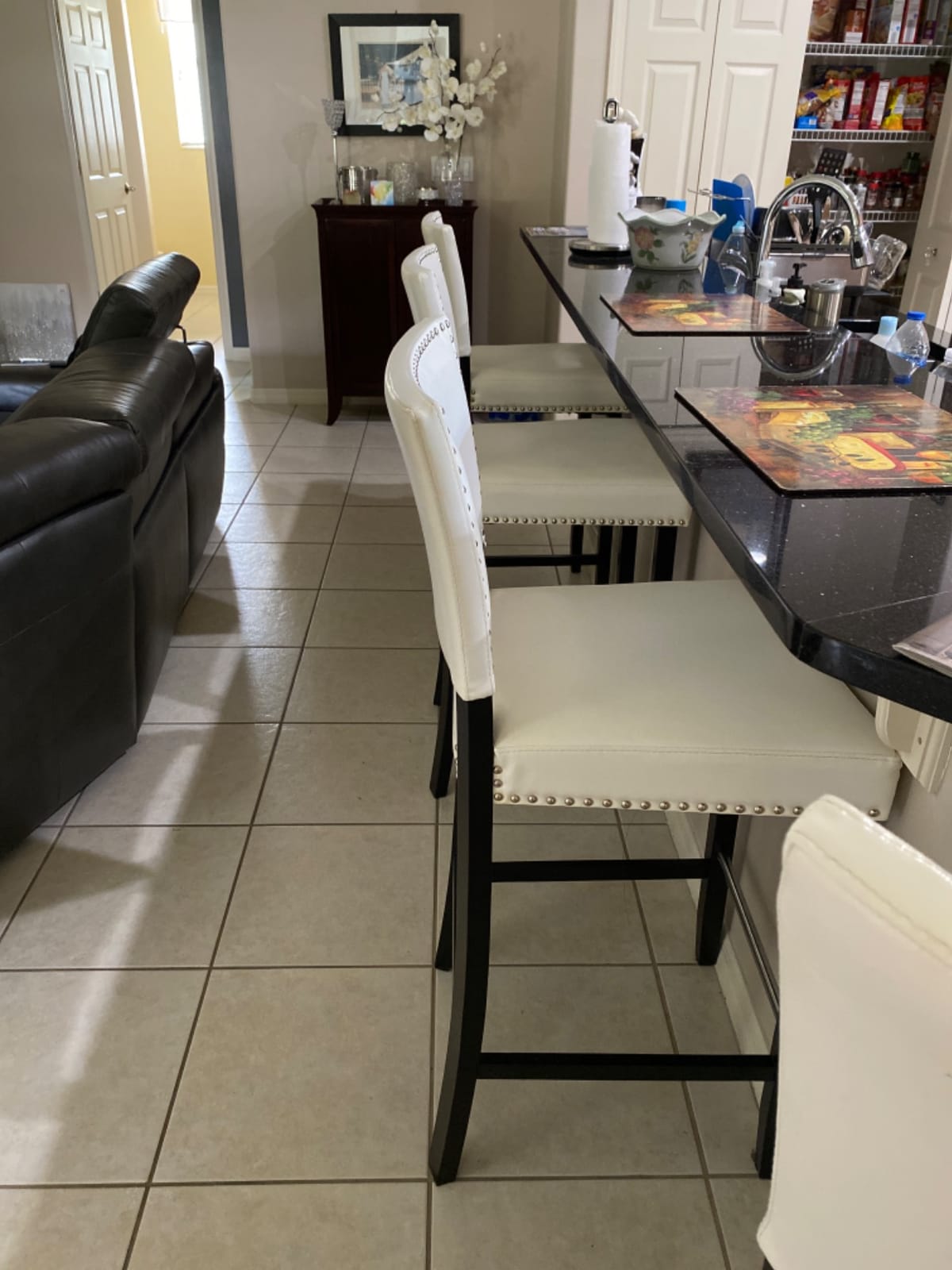Aries White Modern Bar Stool with Nail Head Trim customer photo 2