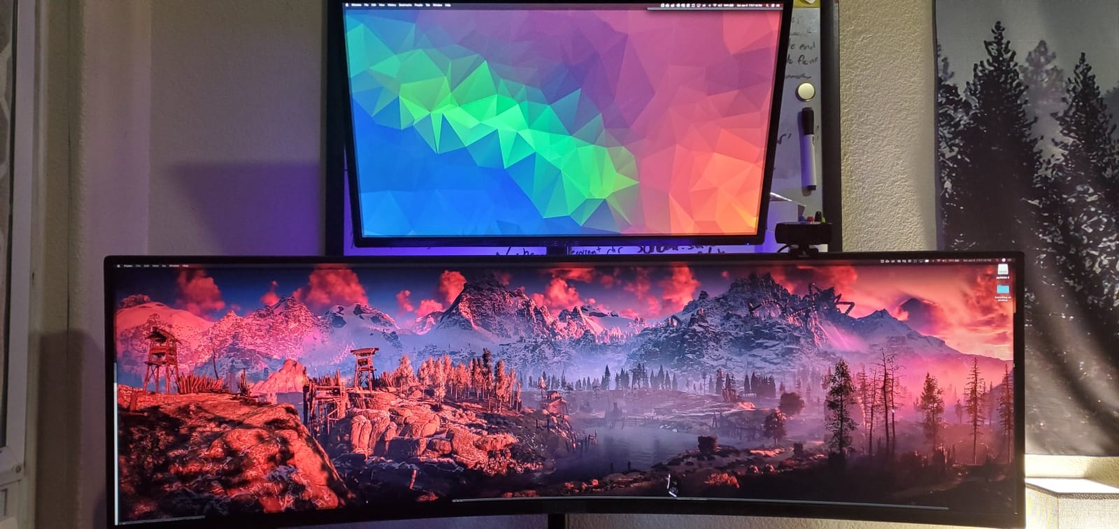 VIVO Dual Monitor Desk Stand Free-Standing LCD Mount, Holds in Stacked Vertical Position 2 Ultrawide Screens up to 34 inches, Black, STAND-V002L customer photo 1