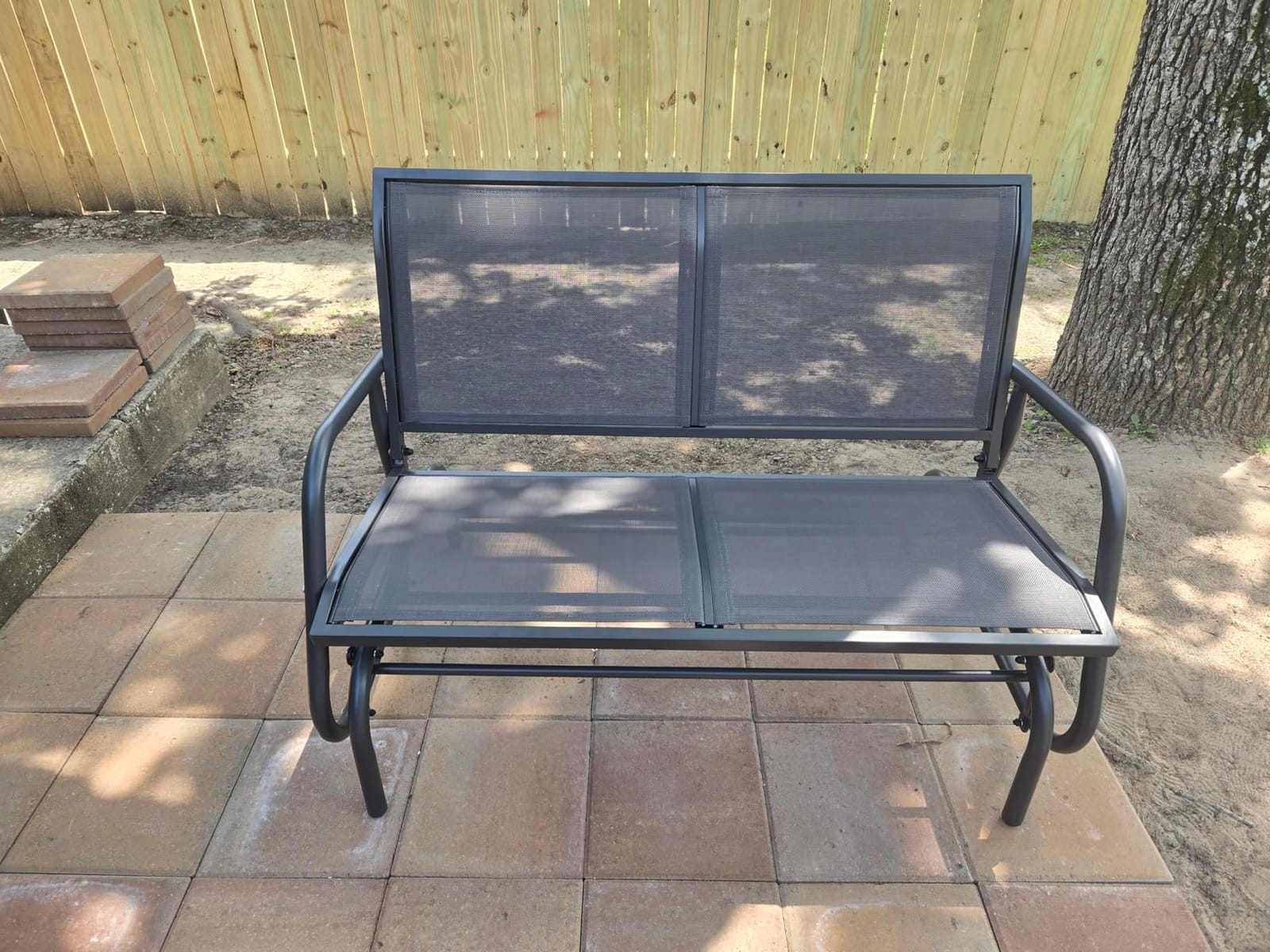 Outsunny 2-Person Outdoor Glider Bench with Steel Frame, Black | Double Swing Rocking Chair, Loveseat, for Outside Patio, Backyard, Garden, Porch, Powder Coated customer photo 1