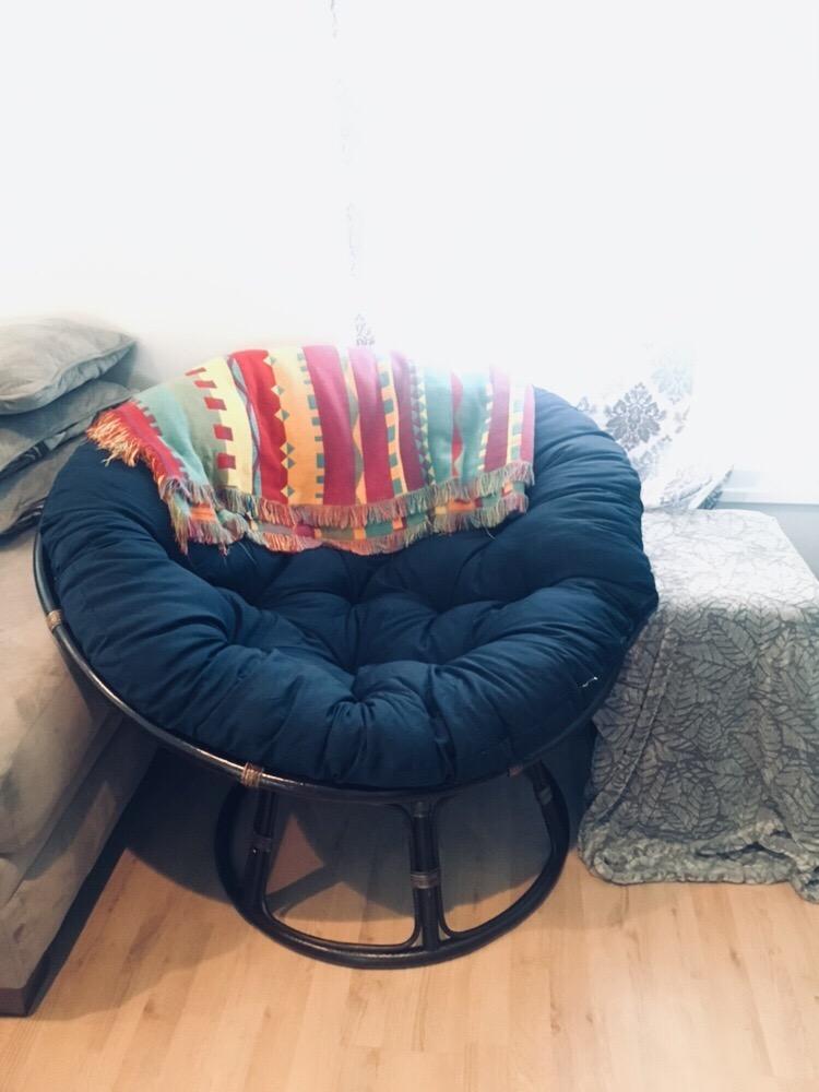 International Caravan Furniture Piece 42-Inch Rattan Papasan Chair with Solid Twill Cushion customer photo 1