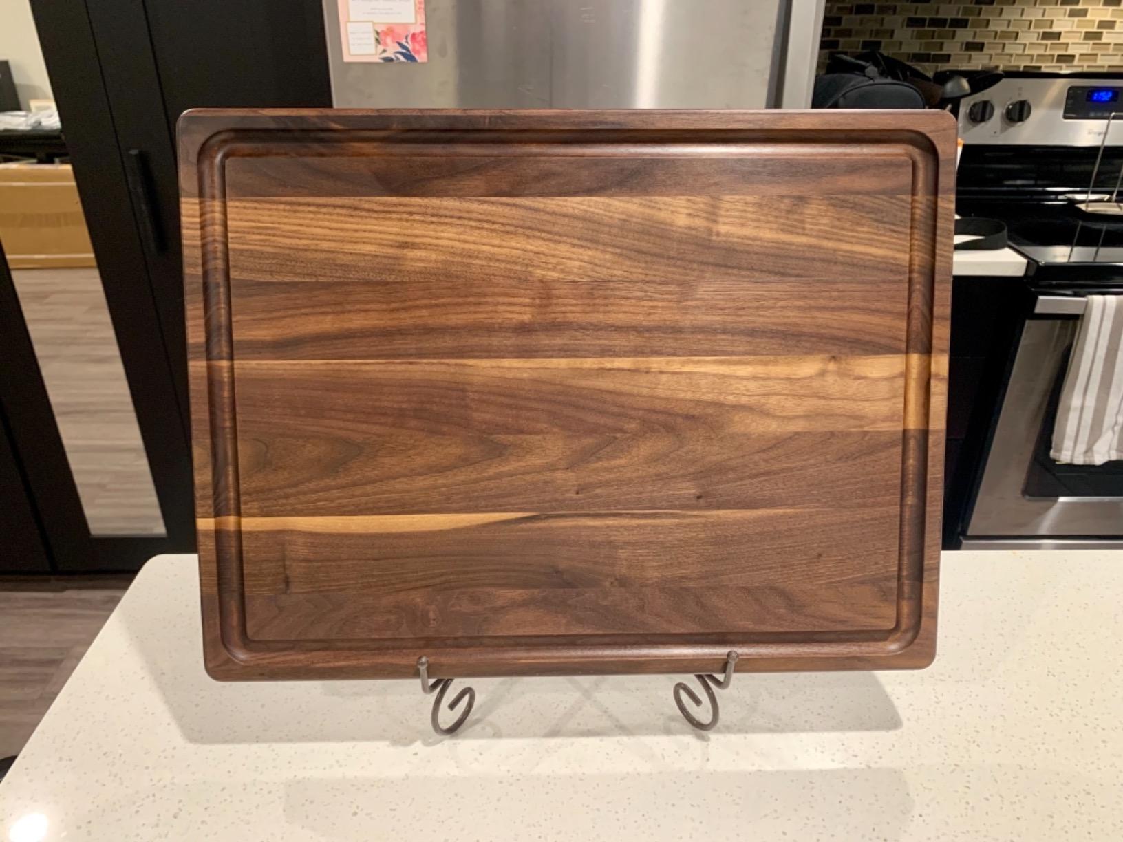 Made in USA Black Walnut Wood Cutting Board by Virginia Boys Kitchens - Butcher Block Wooden Carving Board with Juice Well made from Sustainable Hardwood (17x11) customer photo 2