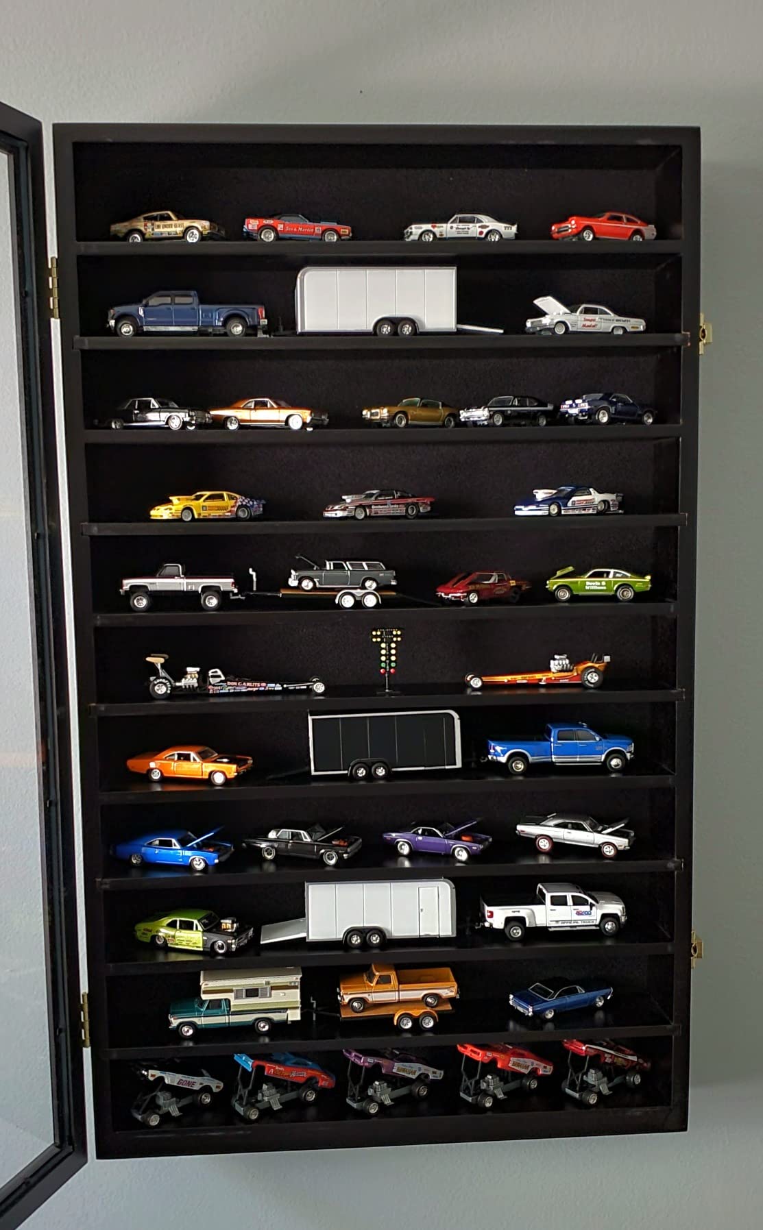 Toy Cars Wheels Matchbox Model Diecast Display Case Cabinet Also fit N Scale Model Trains UV Protection 1/64-1/43 Scale High Transparency Hot Design (Black Finish) customer photo 1