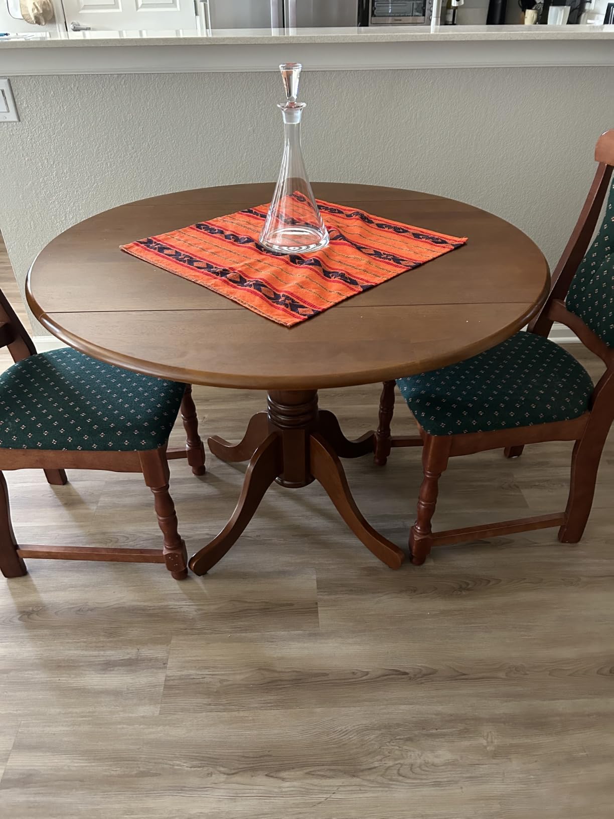 East West Furniture DLT-WHI-TP Dublin Modern Kitchen Table - a Round Dining Table Top with Dropleaf & Pedestal Base, 42x42 Inch, Linen White customer photo 2