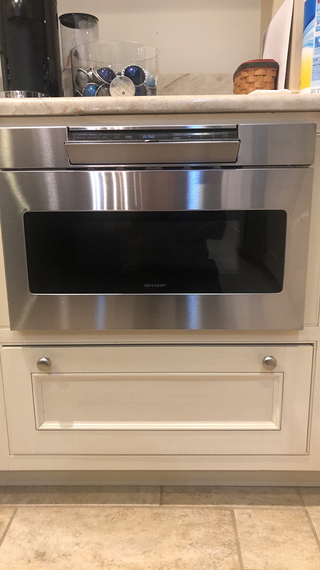 Sharp SMD2470ASY 24 in. 1.2 cu. ft. Built-In Microwave Drawer Oven, 950 Watt, Concealed Control Panel, Digital LCD Display customer photo 1