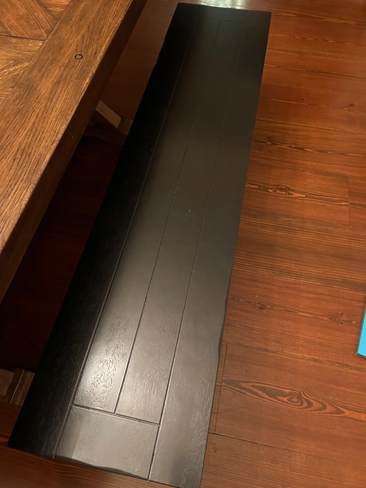 Walker Edison 3 Person Modern Farmhouse Wood Armless Kitchen Dining Bench, 60 Inch, Black customer photo 2