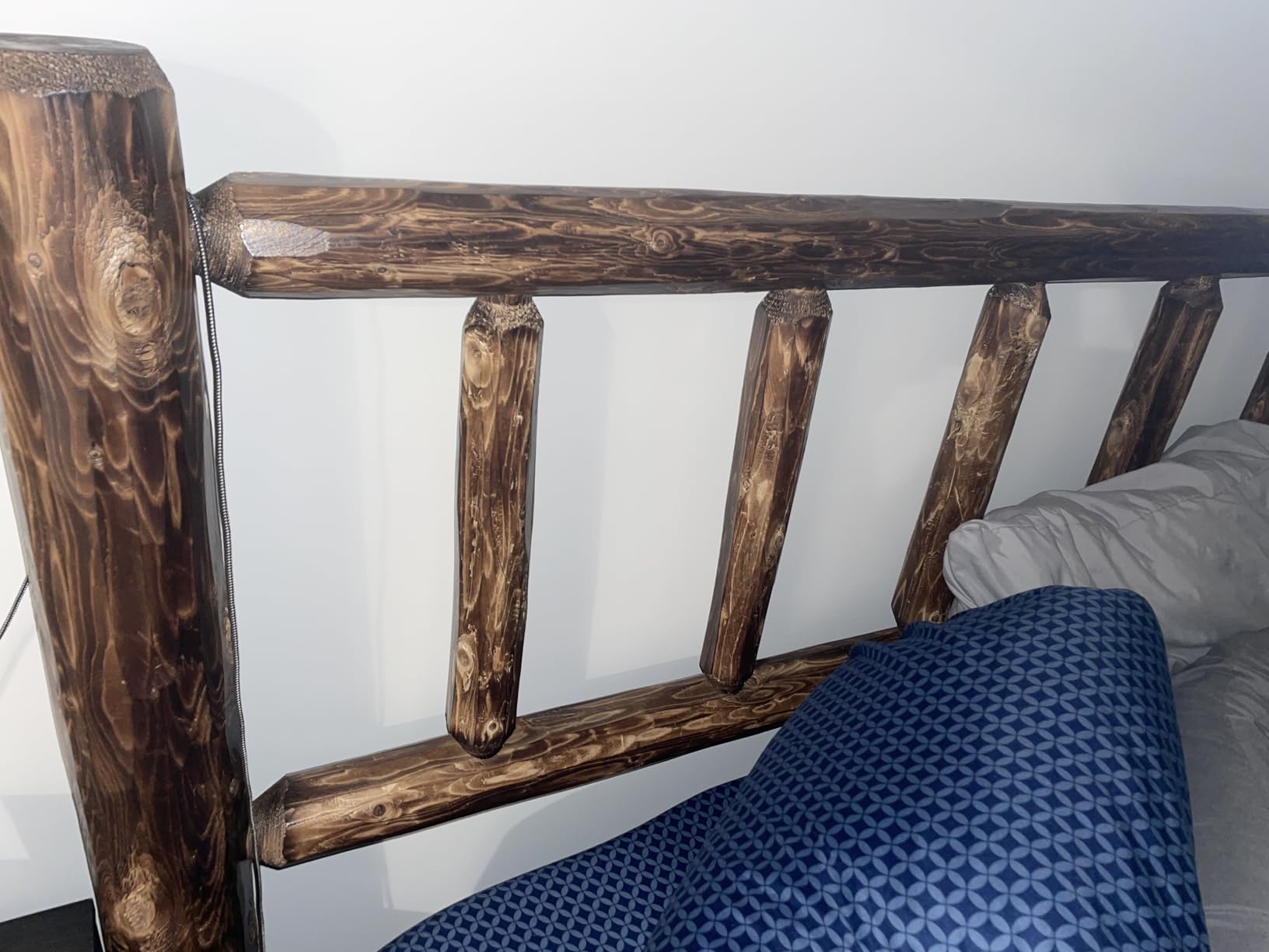 Log Bed Frame with Headboard, Queen Size - Torched Finish, Rustic, Solid Cedar Wood, Heavy Duty, Amish Handcrafted in USA customer photo 2