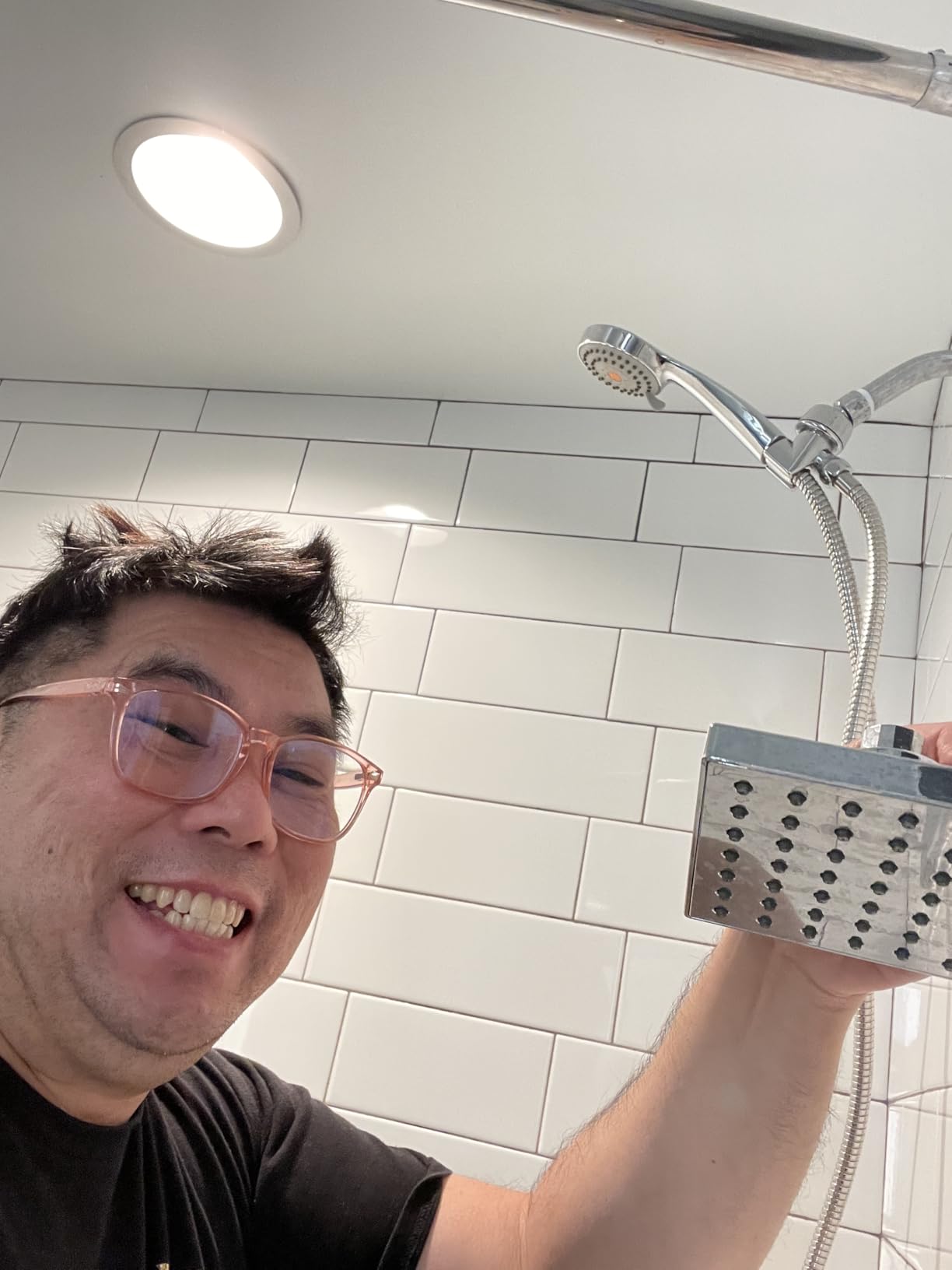 High Pressure Handheld Shower Head with Powerful Shower Spray against Low Pressure Water Supply Pipeline, Multi-functions, w/ 79'' Hose, Bracket, Chrome Finish customer photo 2