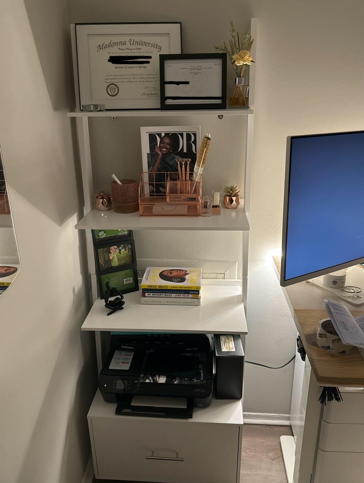 Convenience Concepts American Heritage Ladder Bookshelf with File Drawer 24.75