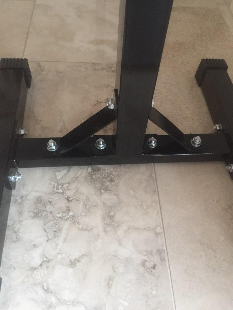 Adjustable Squat Rack Pair, Barbell Bench Press Stands, Home Gym | Sturdy steel stands support up to 550 lb, adjust in height with safety spotter arms, and save space in your home gym setup. customer photo 2