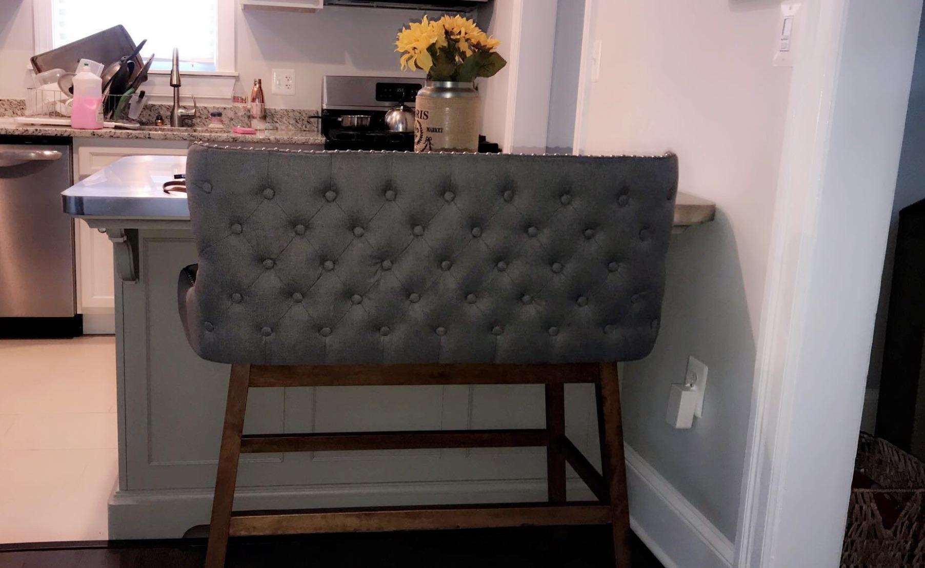 Gradisca Modern and Contemporary Grey Fabric Button-tufted Upholstered Bar Bench Banquette customer photo 2
