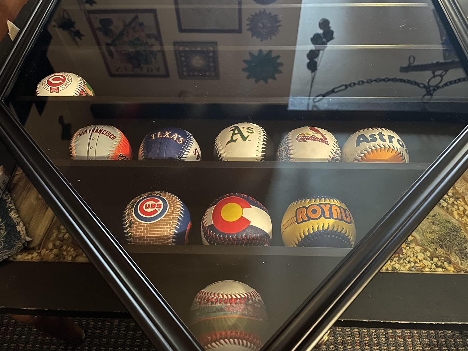 DisplayGifts Baseball Display Case Frame Shadow Box Wall Cabinet Holder to Hold 30 Balls, with Lockable Anti Fade UV Protection Acrylic Door for Homerun and Autograph Balls, Black Frame customer photo 2