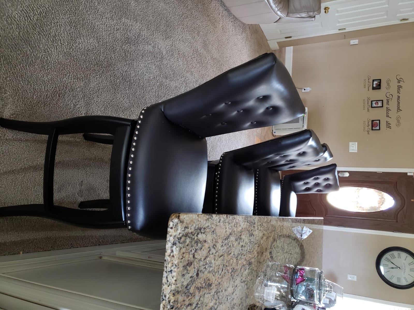 Baxton Studio Leonice Dark Faux Leather Upholstered Button-Tufted Swivel Barstool (Set of 2), 29
