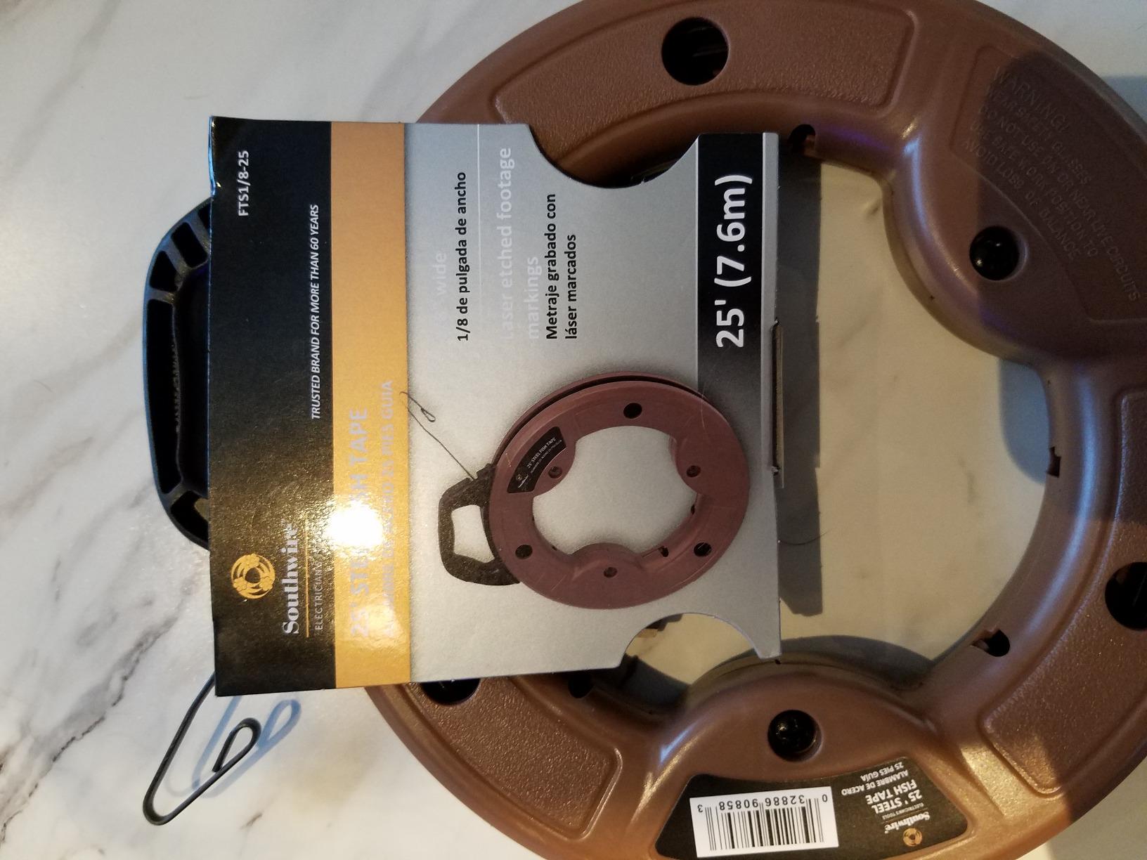 Southwire Fish Tape Tool - Durable 1/8-Inch Tempered Spring Steel for Efficient Wire Pulling - High-Impact Case - Ergonomic Handle - Fast Rewind Design - 25-Foot Length customer photo 1