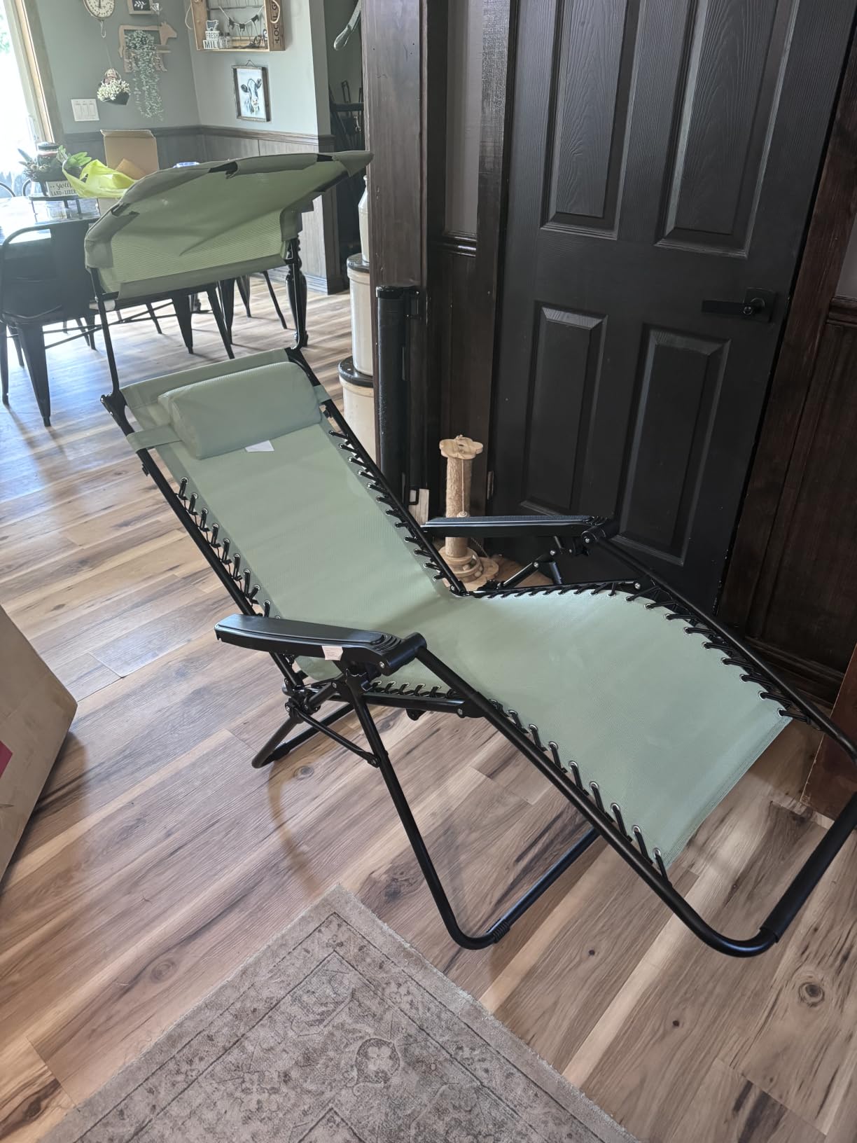 Best Choice Products Folding Zero Gravity Outdoor Recliner Patio Lounge Chair w/Adjustable Canopy Shade, Headrest, Side Accessory Tray, Textilene Mesh - Beige customer photo 2