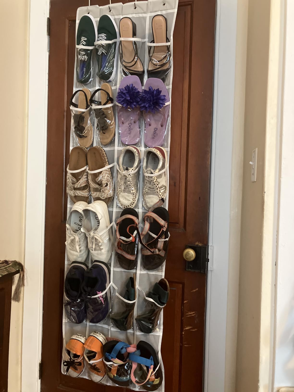 Simple Houseware 24 Pockets Clear Over the Door Shoe Organizer, Gray customer photo 1