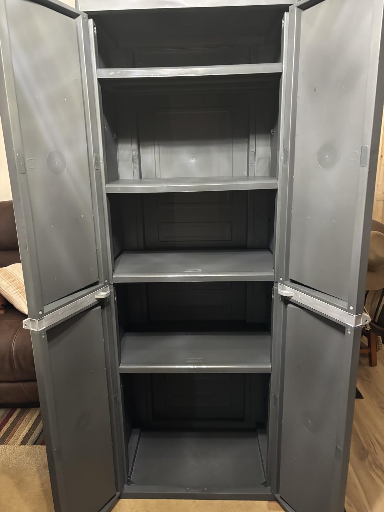 Sterilite 4 Shelf Cabinet, Lockable Utility Storage w/ Adjustable Shelves, Gray - Plastic Shelving Unit for Organizing Garage, Pantry, Basement, Laundry Room or Mudroom customer photo 1