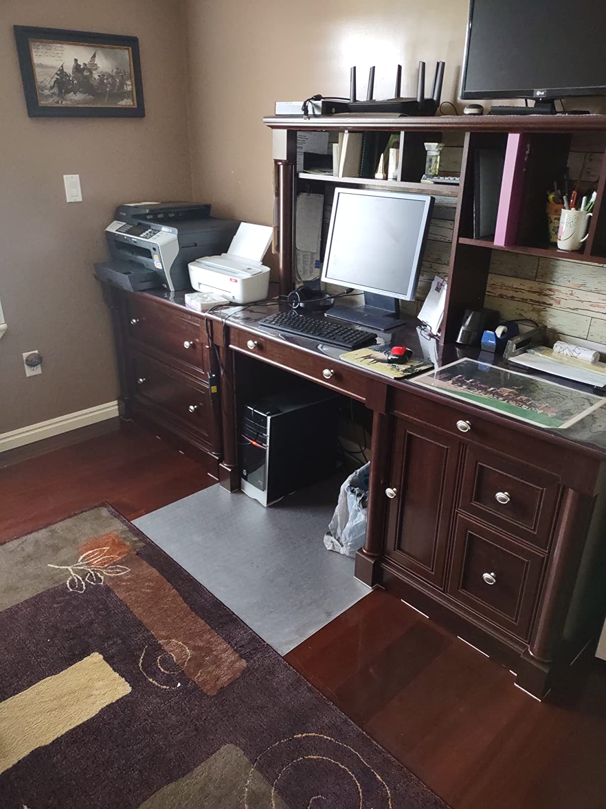 Sauder Palladia Computer Desk with Hutch, Large Storage and File Drawer, Home Office Desk - Select Cherry Finish customer photo 1