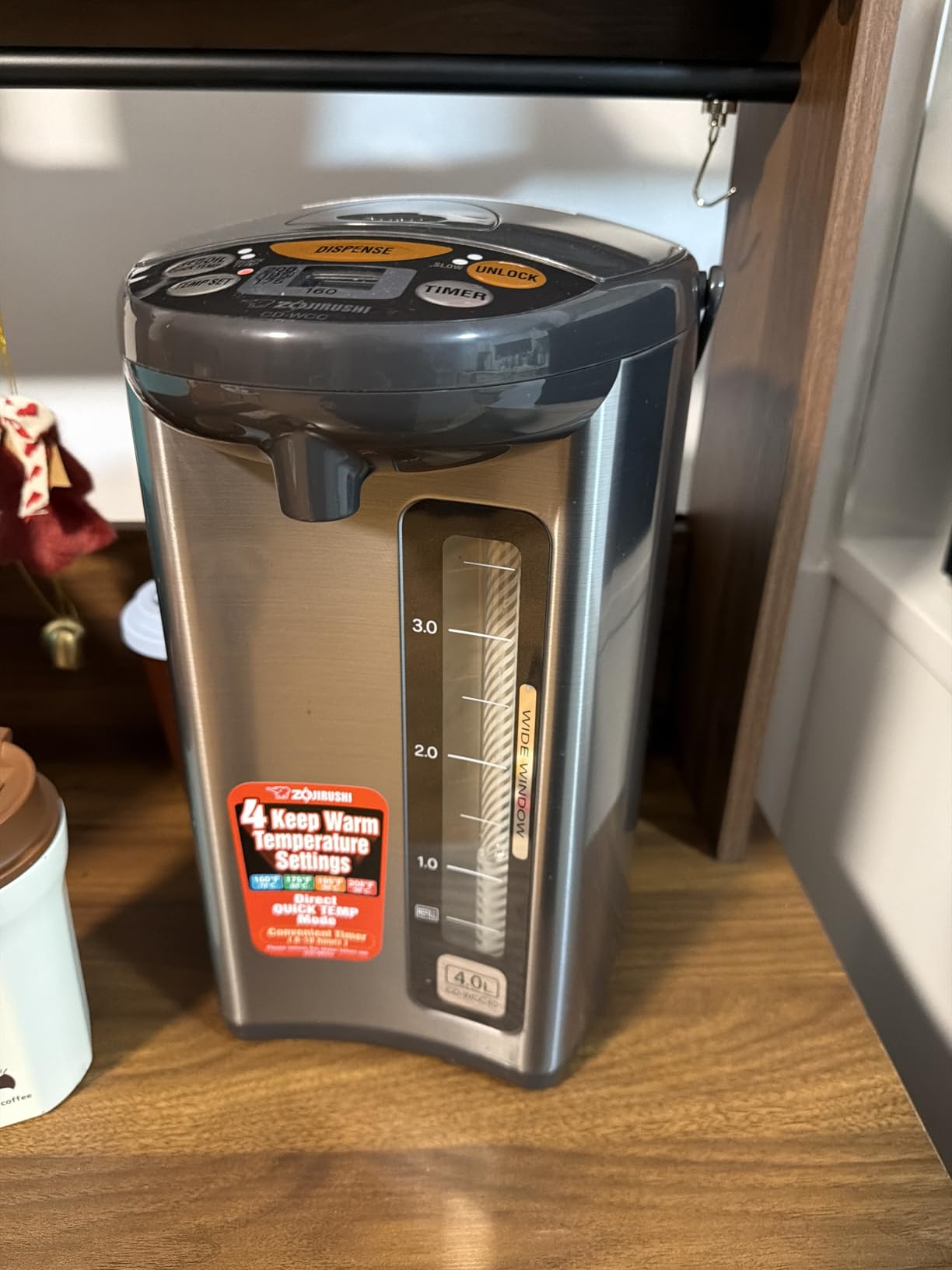 Zojirushi Micom Water Boiler and Warmer (135 oz. / 4L, Silver) | Four heat settings, Quick Temp mode, energy-saving operation customer photo 1