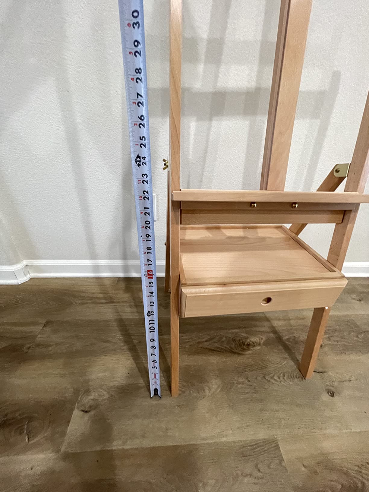 U.S. Art Supply Large Wooden H-Frame Easel with Storage Drawer & Shelf | Adjustable Mast to 75