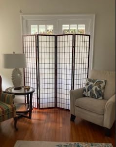 Roundhill Furniture Oriental Shoji 4 Panel Screen Room Divider, Cherry customer photo 1
