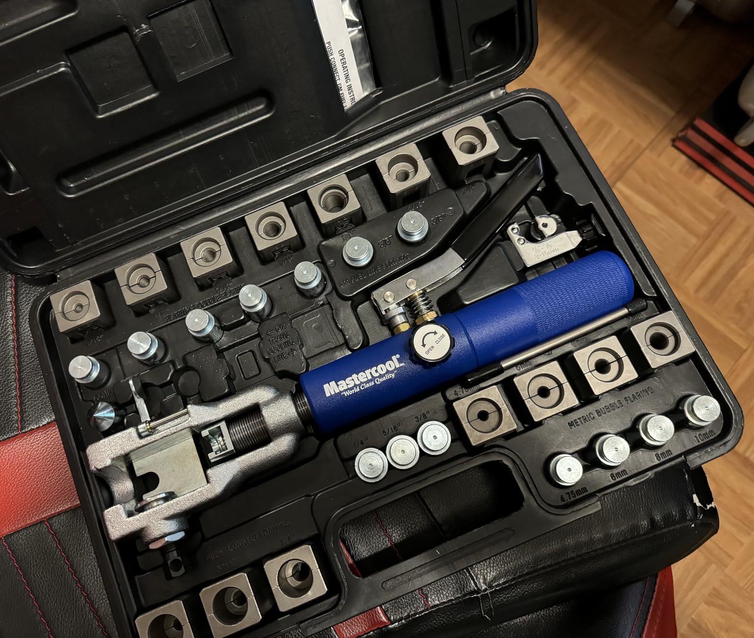 Mastercool 72475-PRC Universal Hydraulic Flaring Tool Set - Patented Design - 45 Degree Double & Single Flares, Push Connect, GM Fuel Line, Brake Line - Includes Hydraulic Ram & Mini Tube Cutter customer photo 2