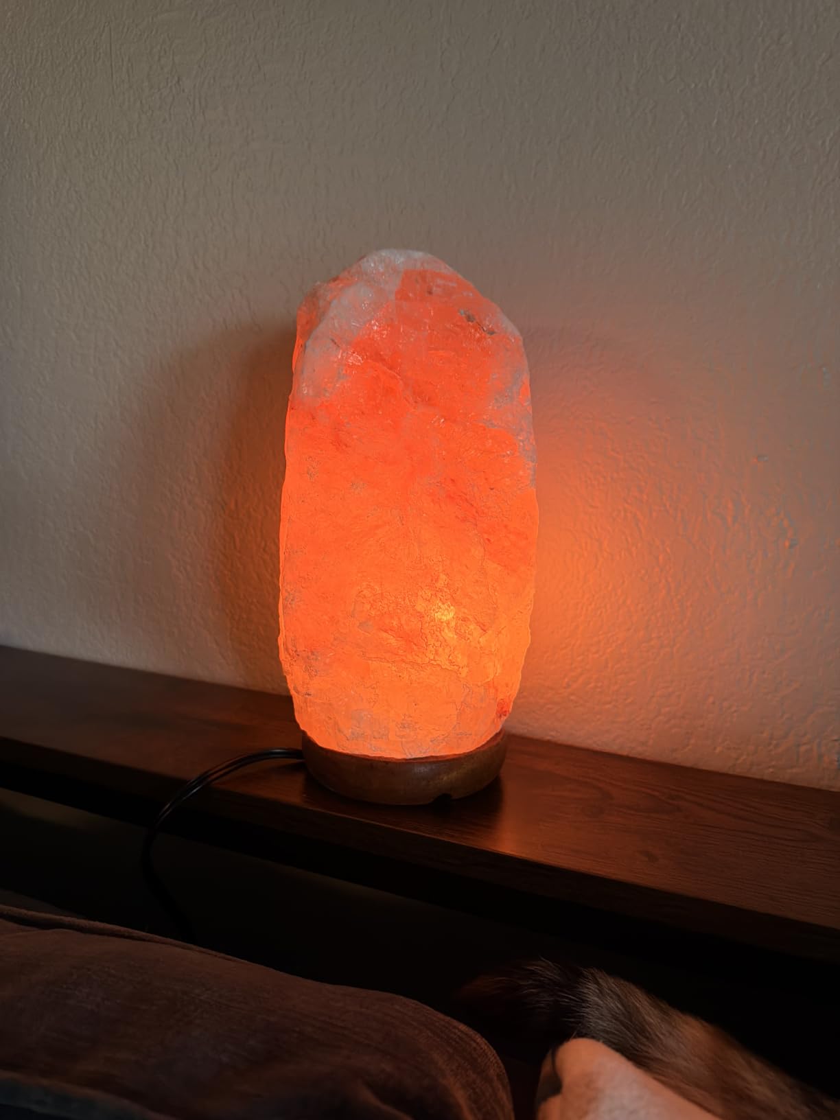 Himalayan Salt Lamp for Bedroom Large 6-8 Inch Pink Salt Rock Lamp with Dimmer, Wooden Base & Spare Bulbs | Calming Ambient Night Light | Thoughtful Wellness Gift for Women, Home, or Office customer photo 2