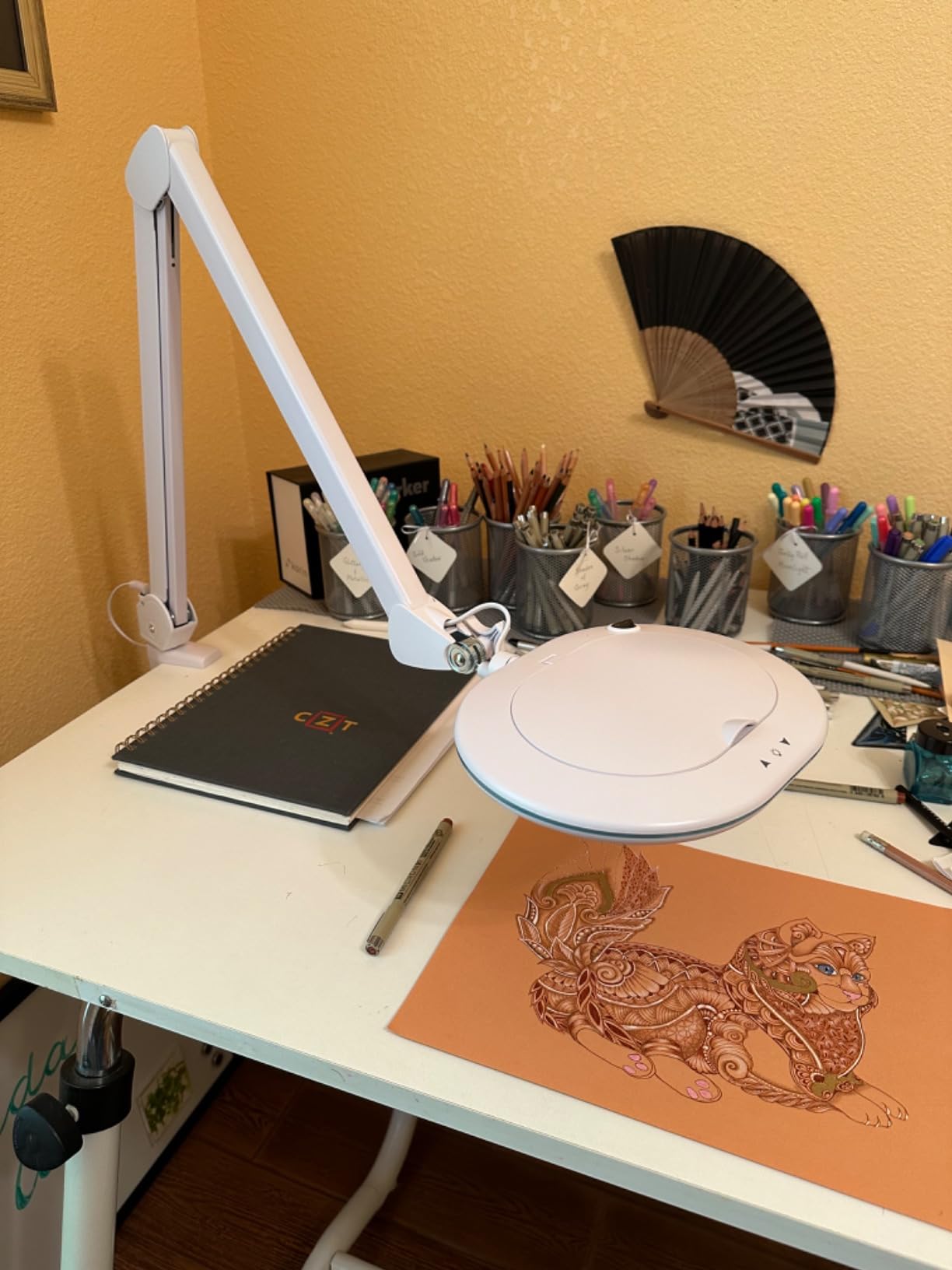 Brightech LightView Pro XL Magnifying Desk Lamp with Clamp, Adjustable Magnifying Glass with LED Light for Crafts, Reading, Close Work, Dimmable Light Magnifier with Wide Glass Lens customer photo 1