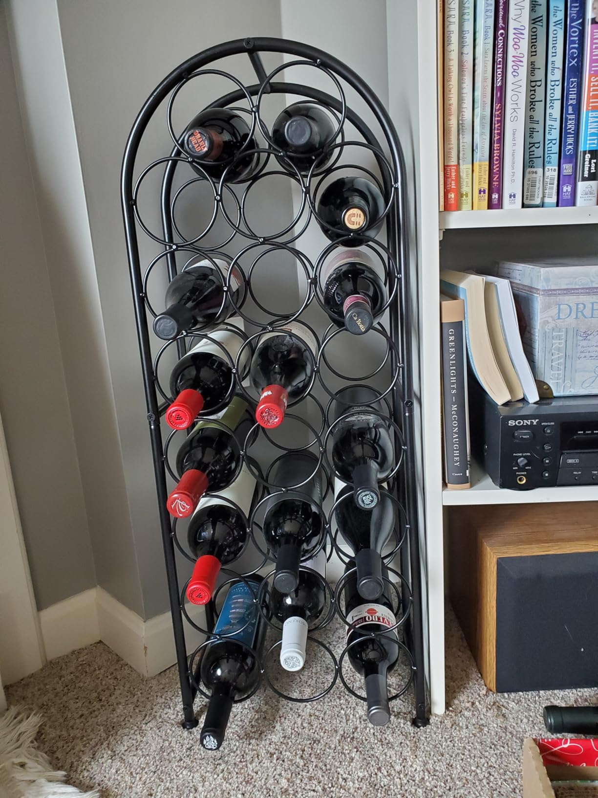 23 Bottles Arched Freestanding Floor Metal Wine Rack Wine Bottle Holders Stands, Black customer photo 1