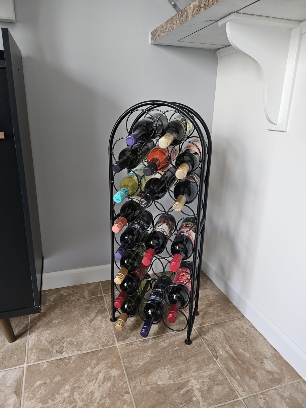 23 Bottles Arched Freestanding Floor Metal Wine Rack Wine Bottle Holders Stands, Black customer photo 2