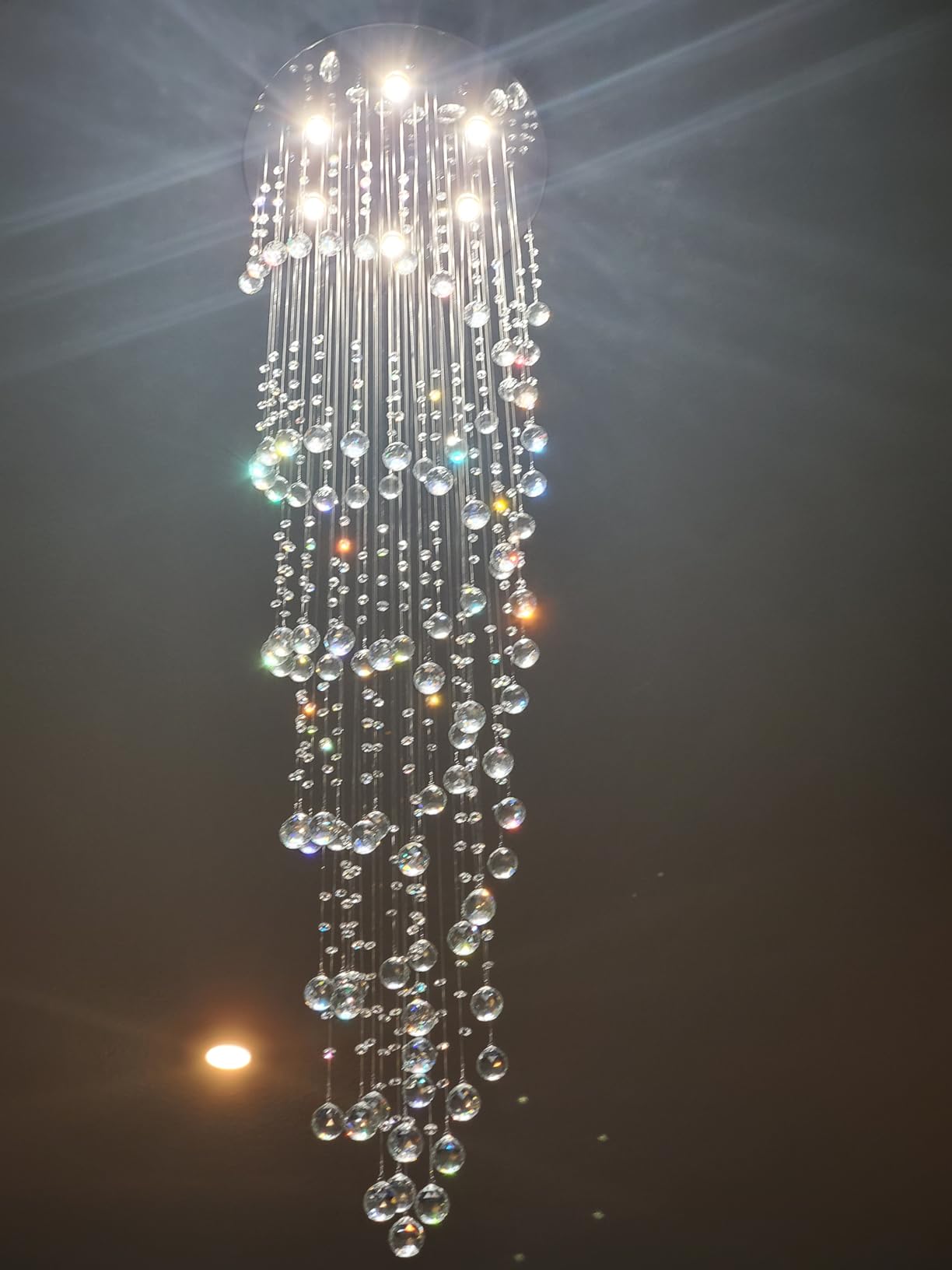 Saint Mossi 7-Lights Crystal Chandelier for High Ceiling, Modern Large Lighting Fixture, Raindrop Ceiling Light, Crystal Light Modern Flush Mount Ceiling Light Fixture,H58 X D20 customer photo 1