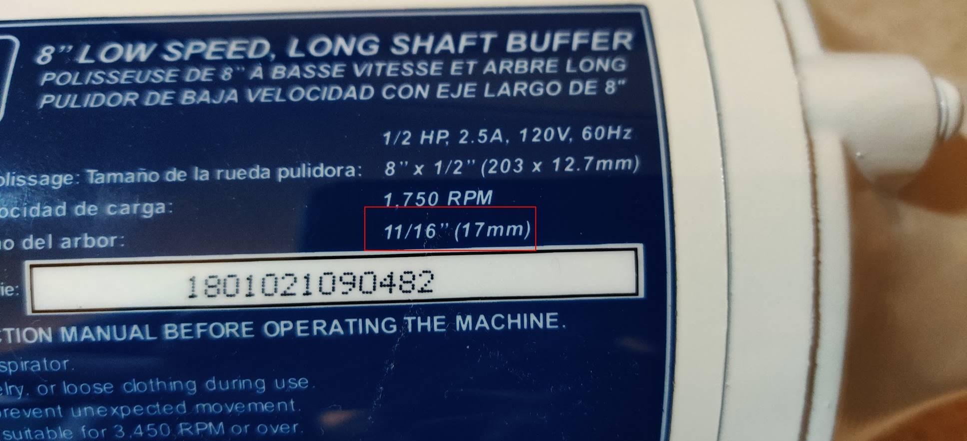 Rikon 8In Low Speed Buffer 1750 Rpm customer photo 1